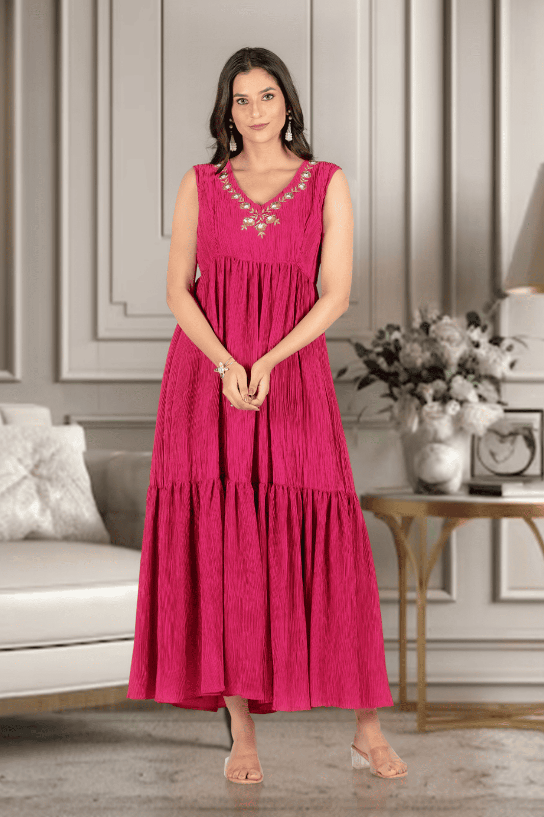 Regal Pink Rose Koti-Gown
