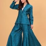 Teal Banarasi Executive Blazer Set