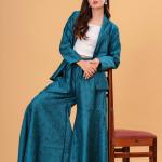 Teal Banarasi Executive Blazer Set