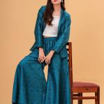 Teal Banarasi Executive Blazer Set