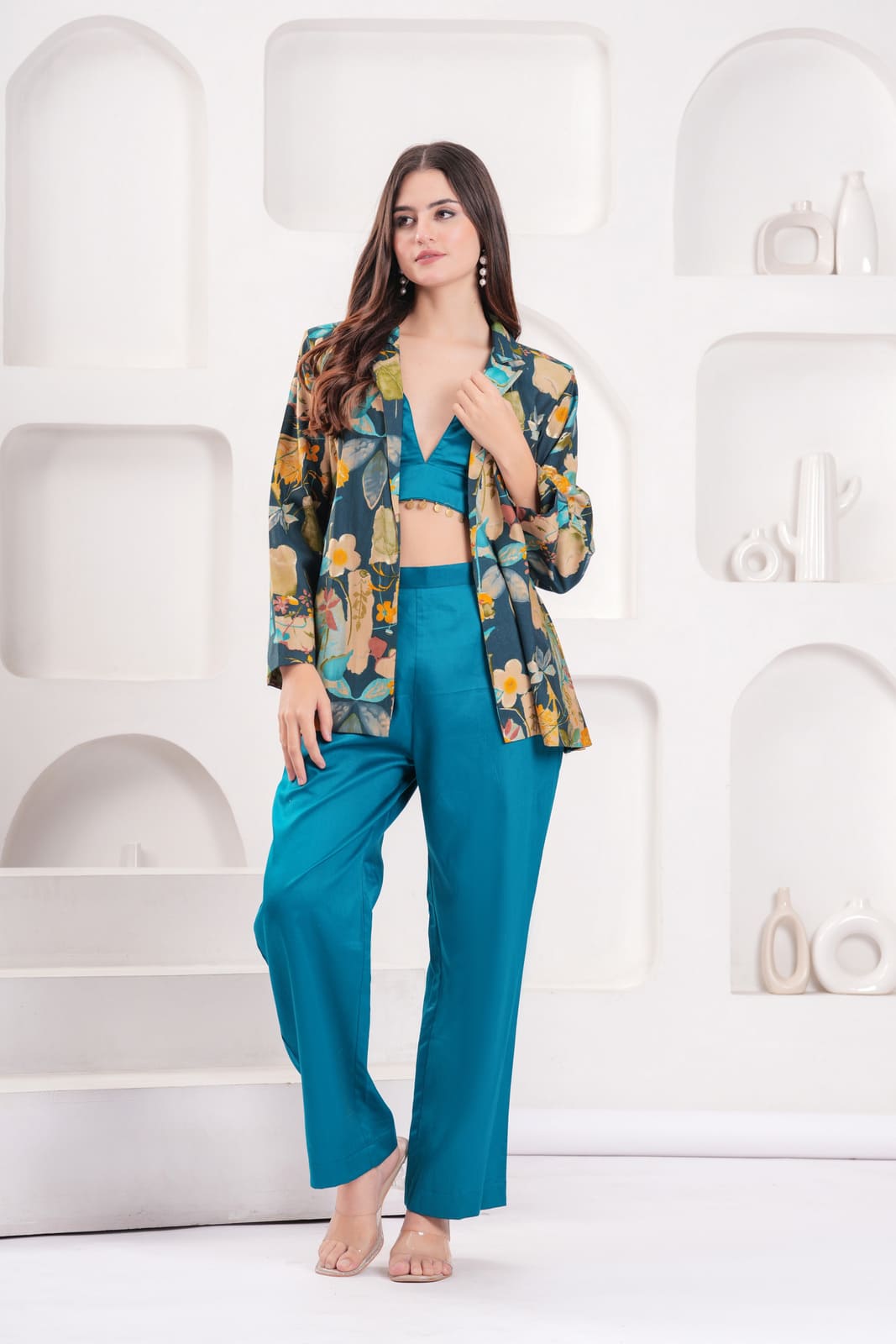Teal Tropical Babe Blazer Set