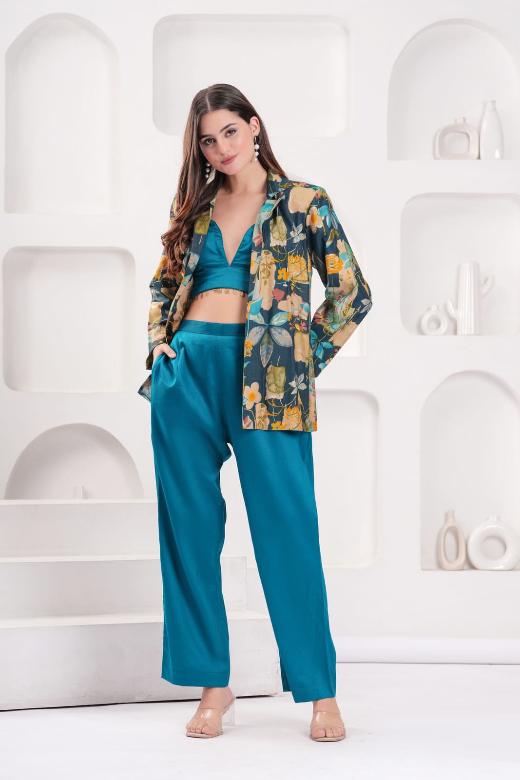Teal Tropical Babe Blazer Set