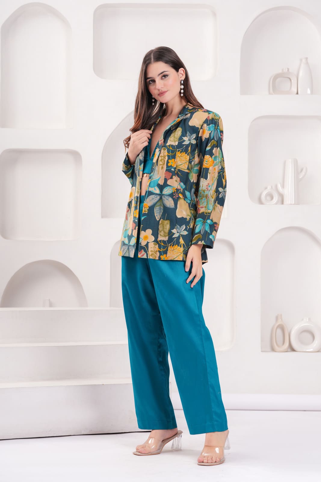 Teal Tropical Babe Blazer Set