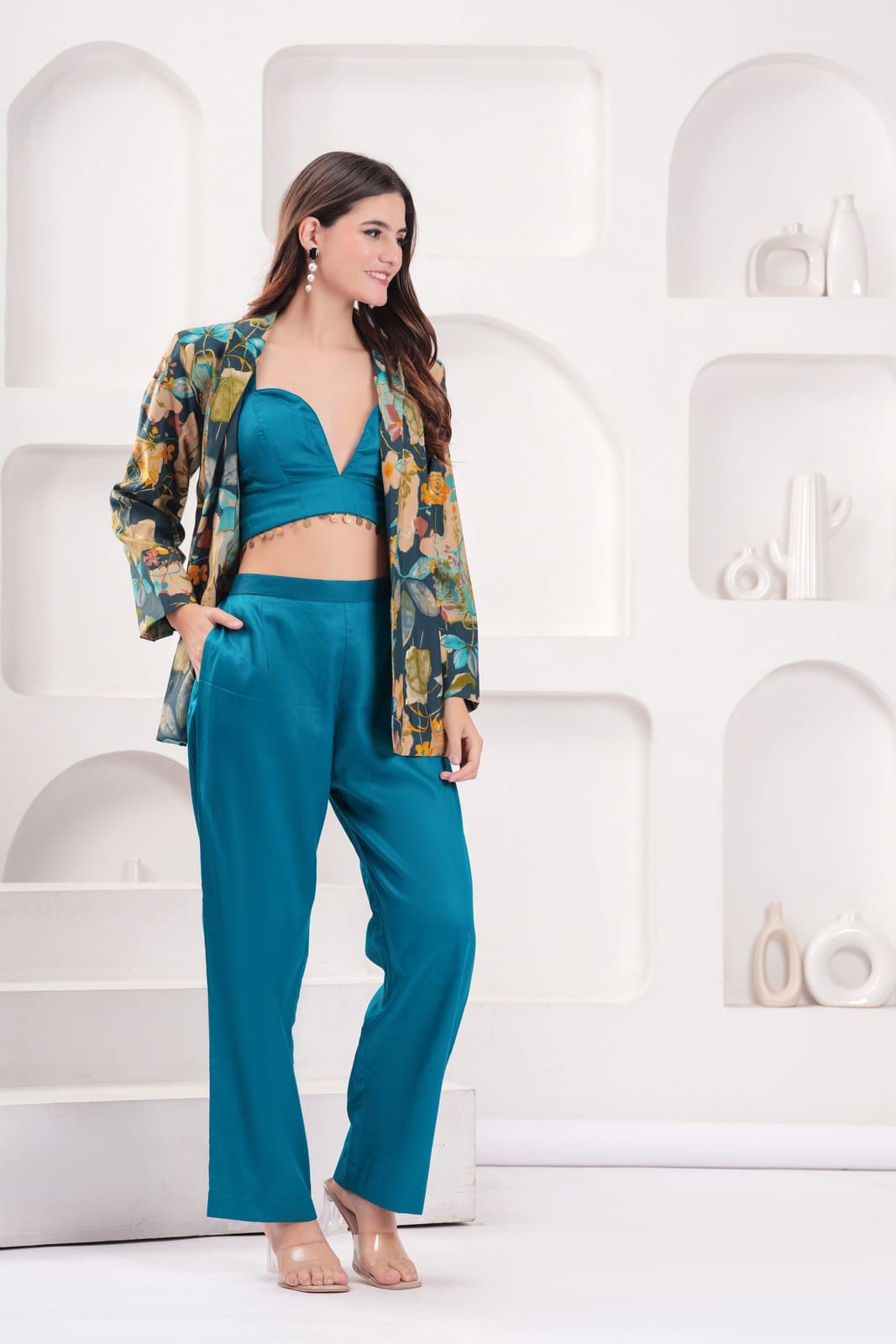 Teal Tropical Babe Blazer Set