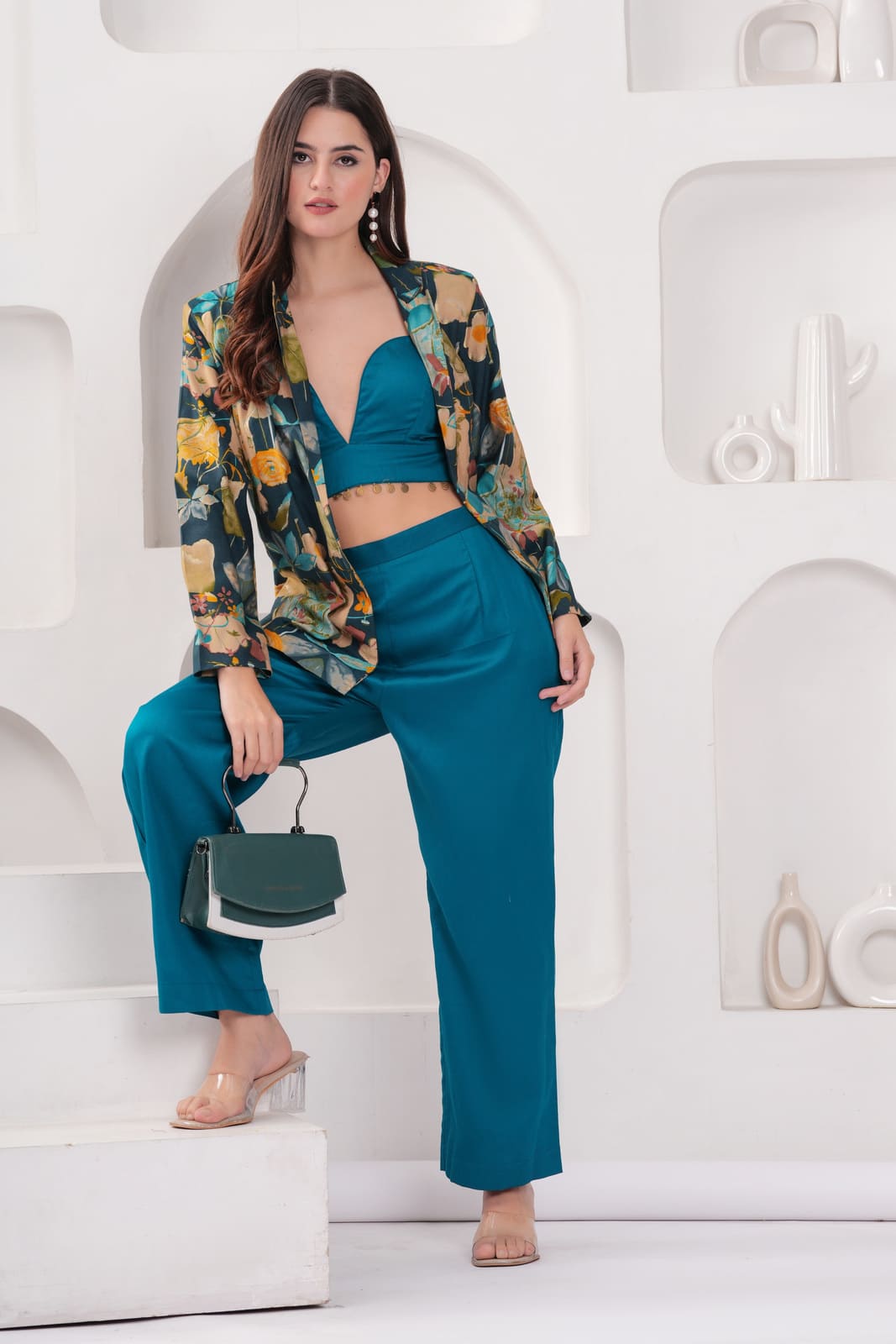 Teal Tropical Babe Blazer Set