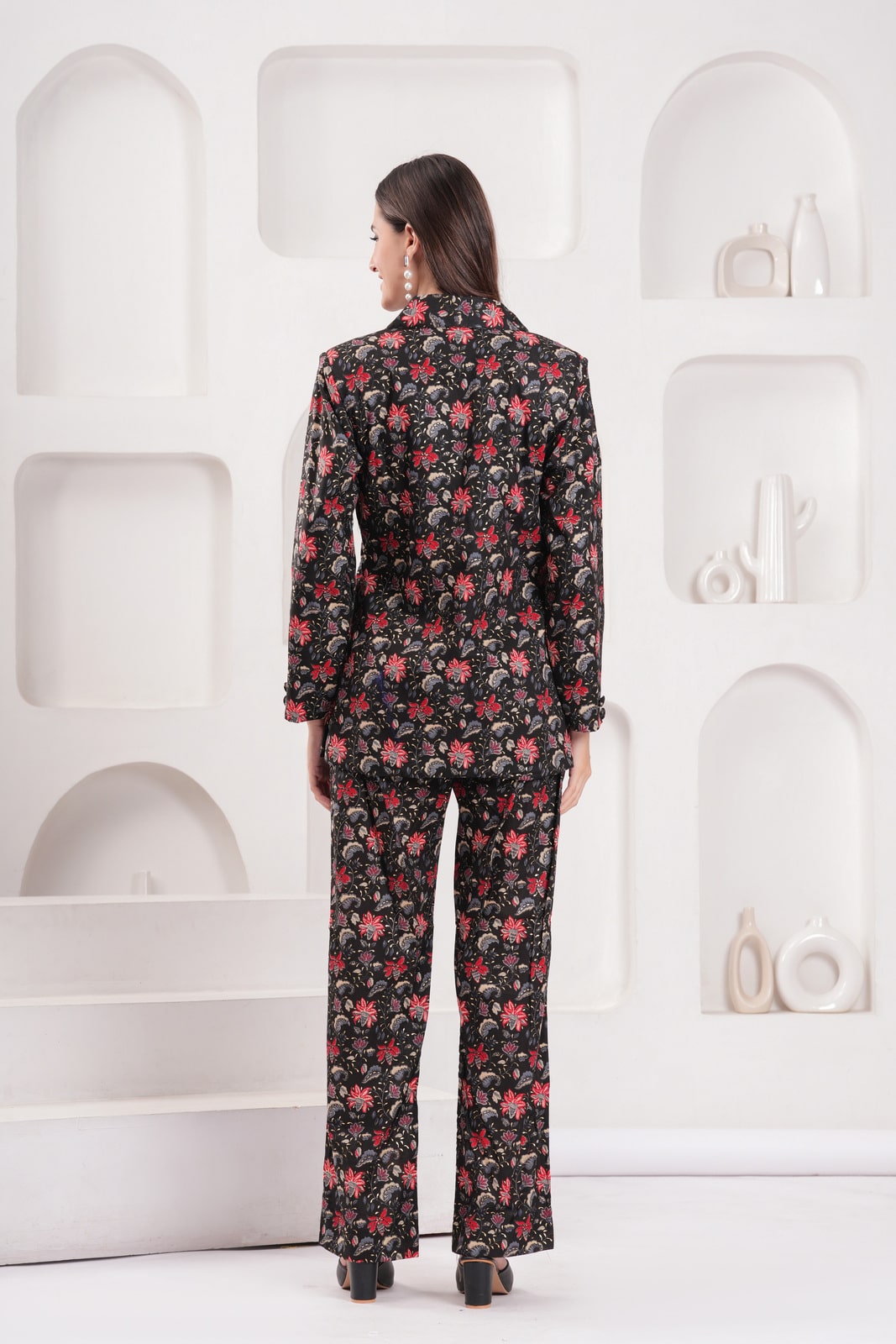Black Red Executive Blazer Set