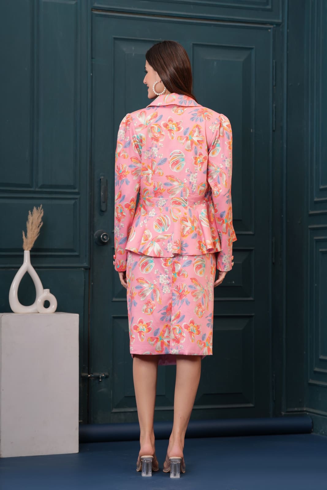 Pink Floral Blazer Babe Set