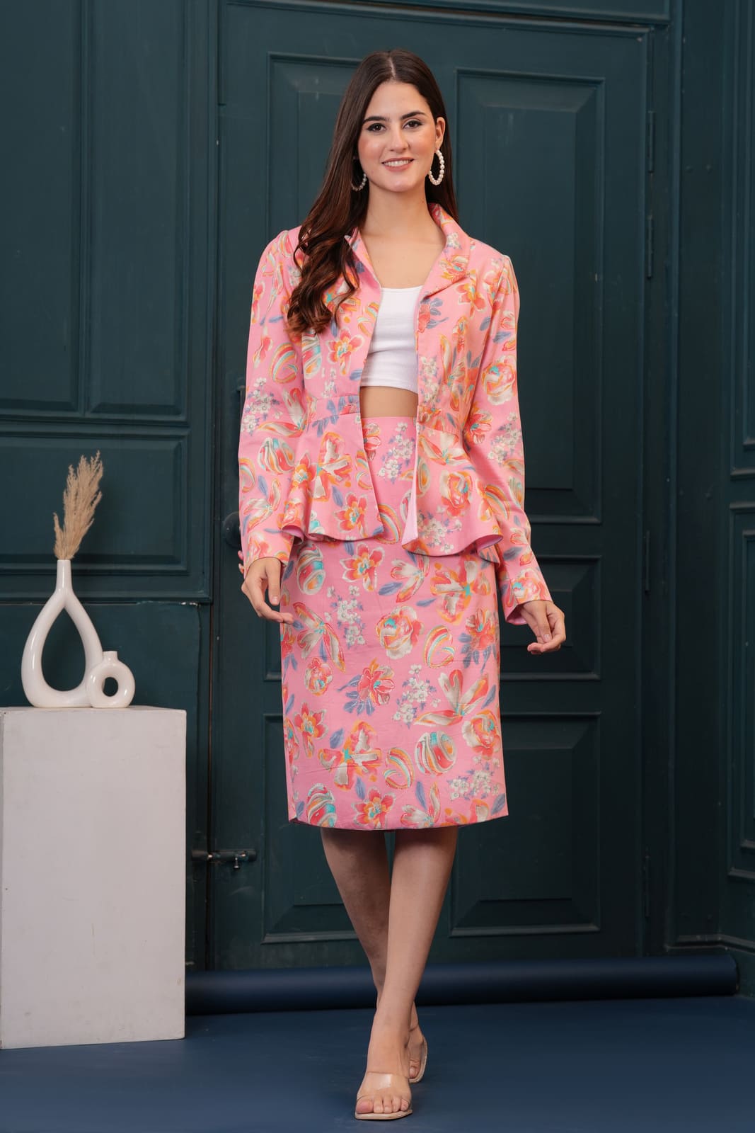Pink Floral Blazer Babe Set