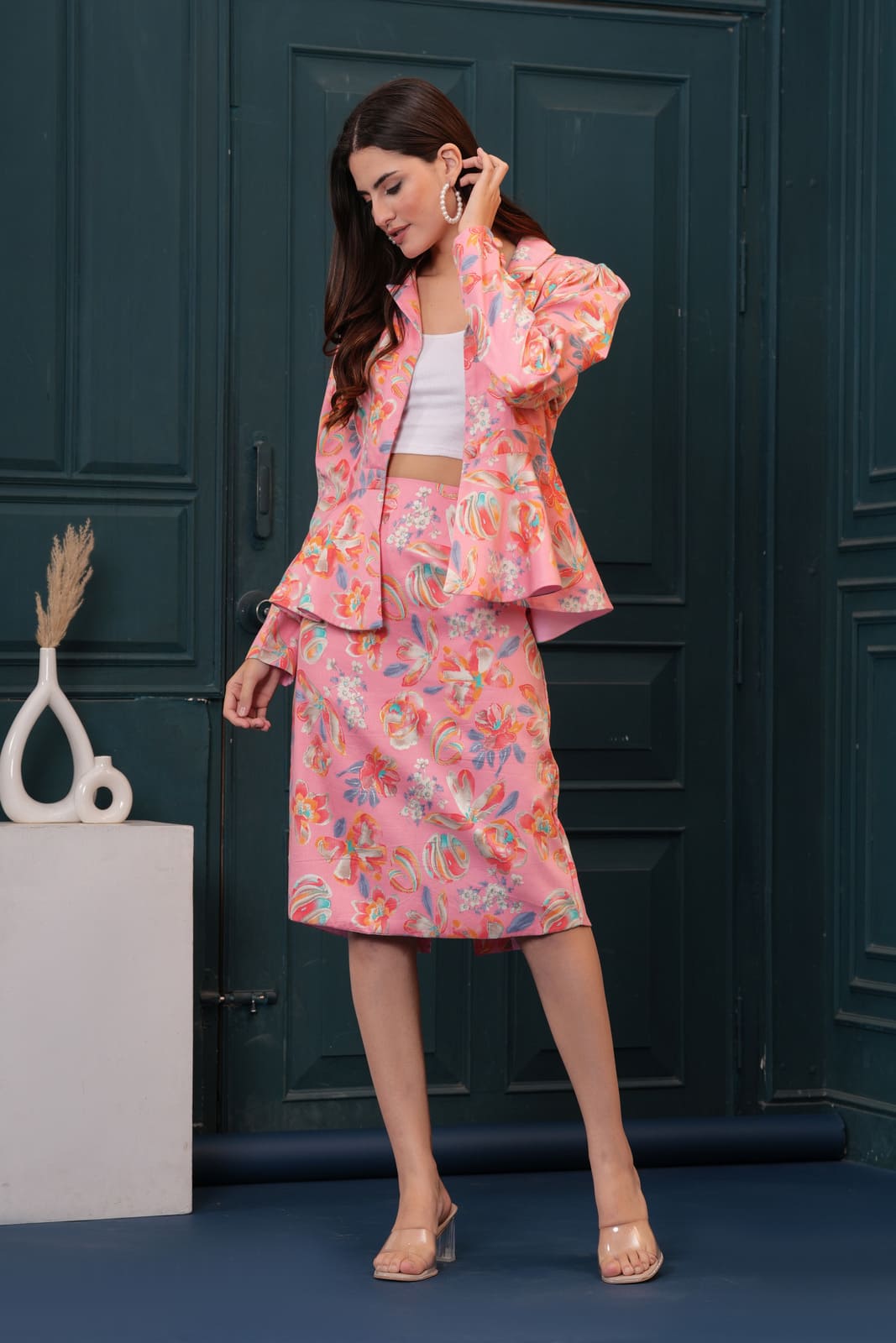 Pink Floral Blazer Babe Set