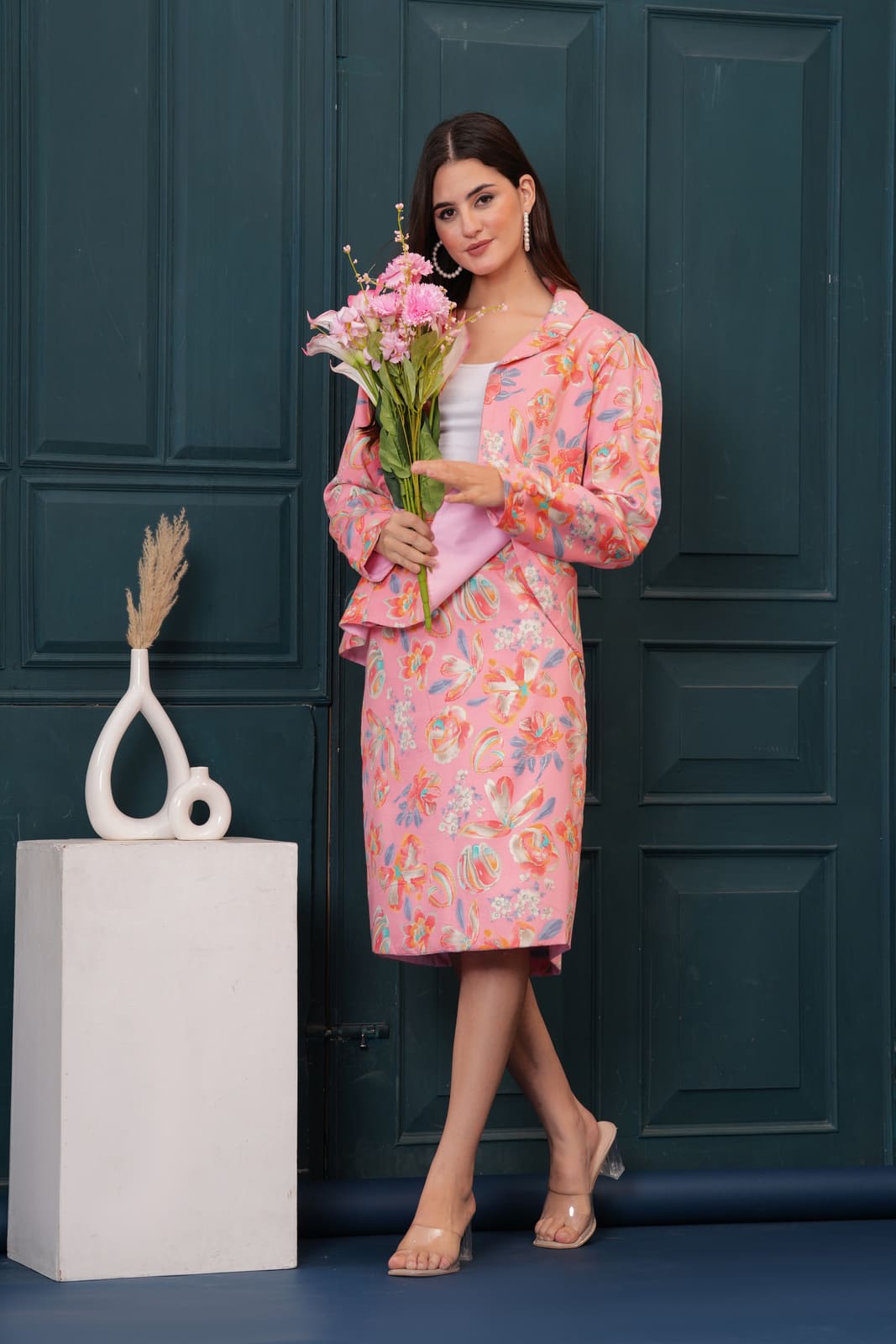 Pink Floral Blazer Babe Set