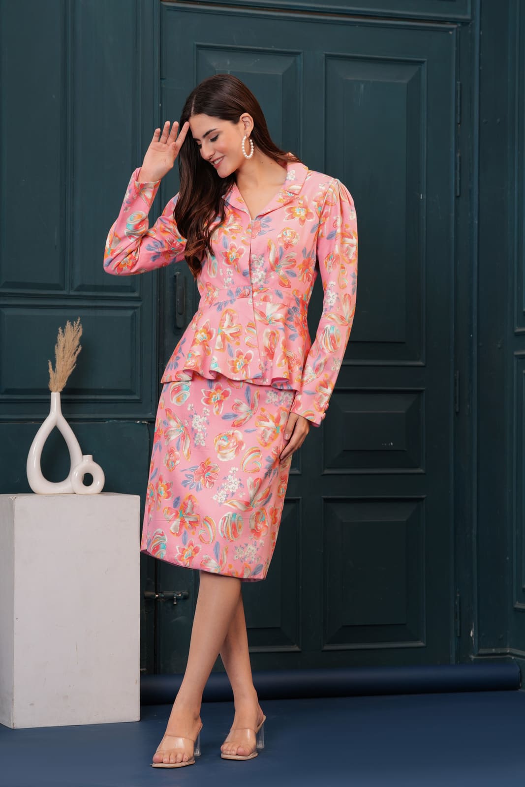 Pink Floral Blazer Babe Set