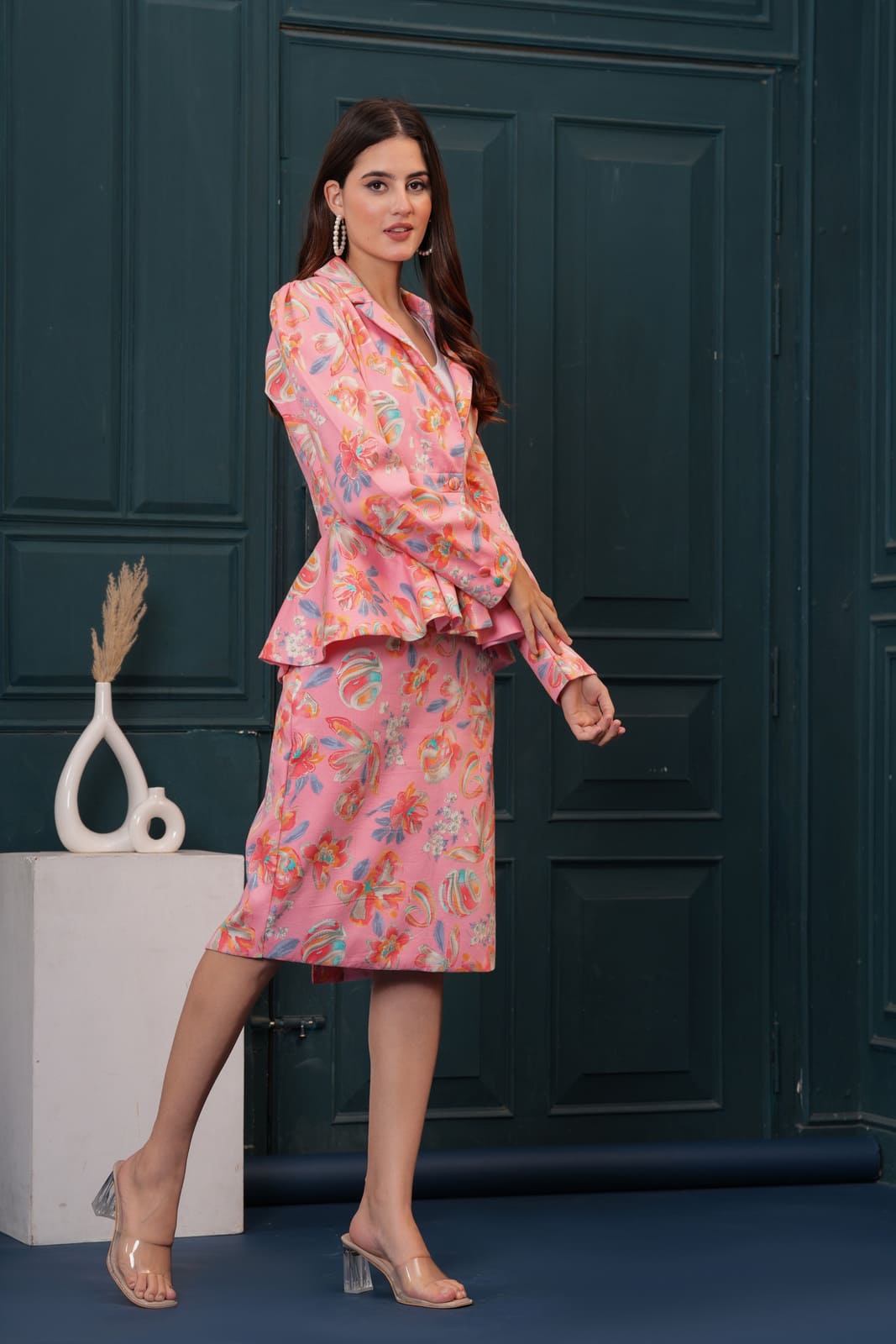 Pink Floral Blazer Babe Set