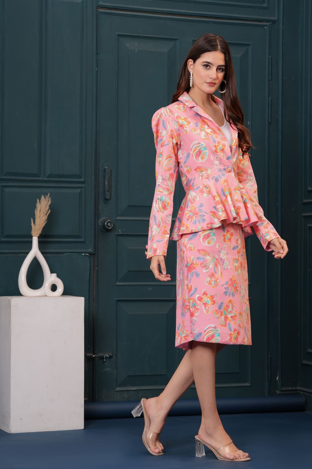 Pink Floral Blazer Babe Set