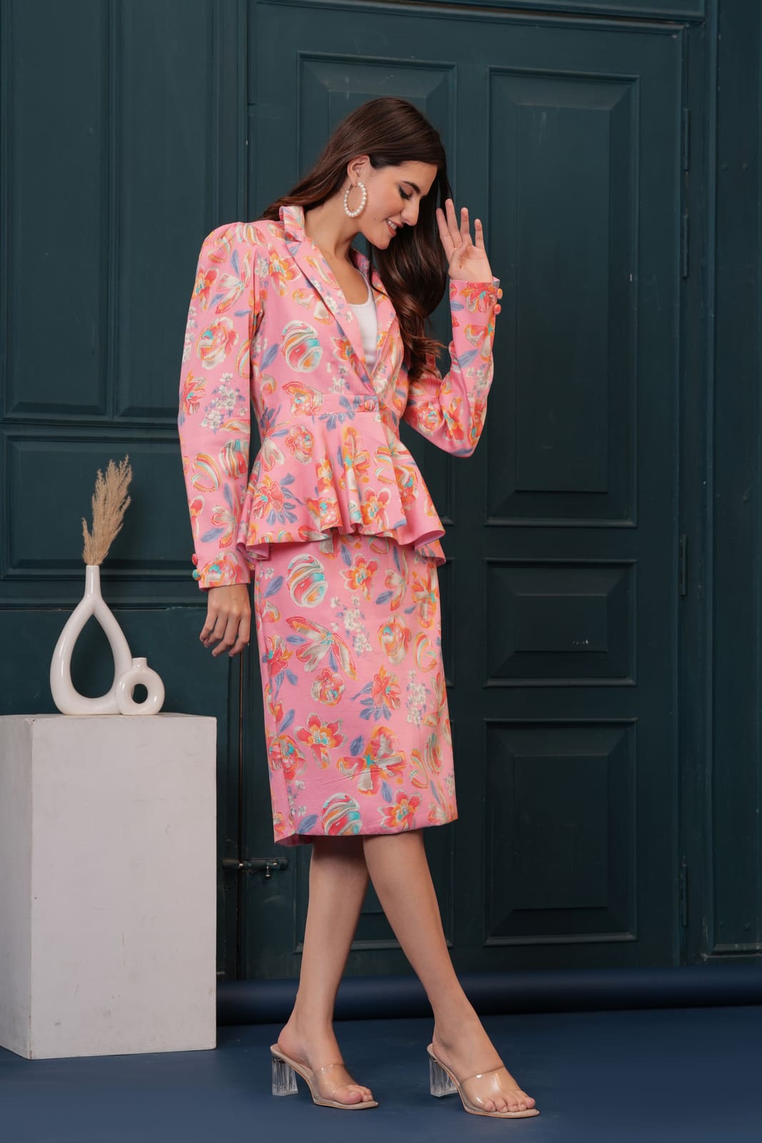 Pink Floral Blazer Babe Set