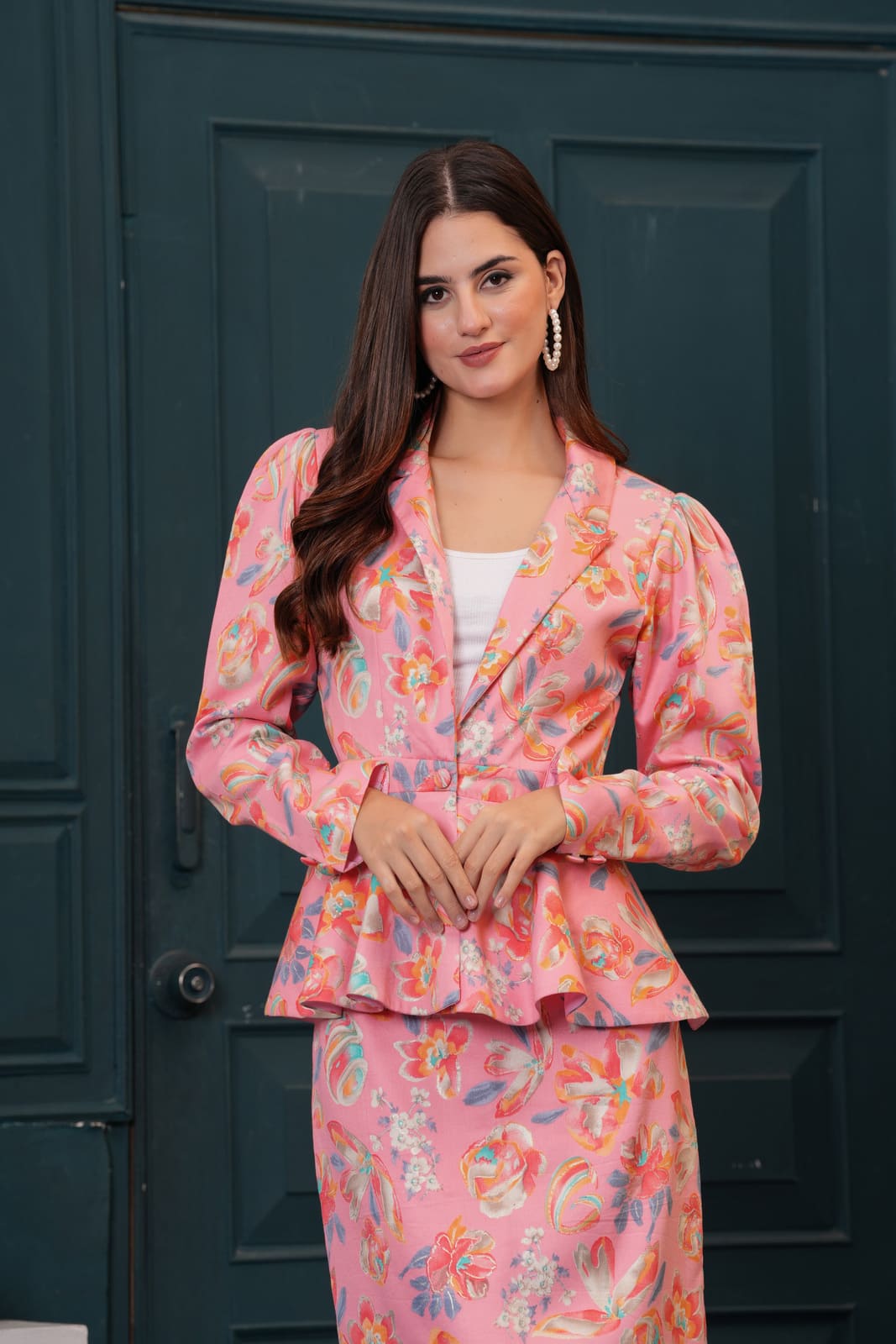 Pink Floral Blazer Babe Set