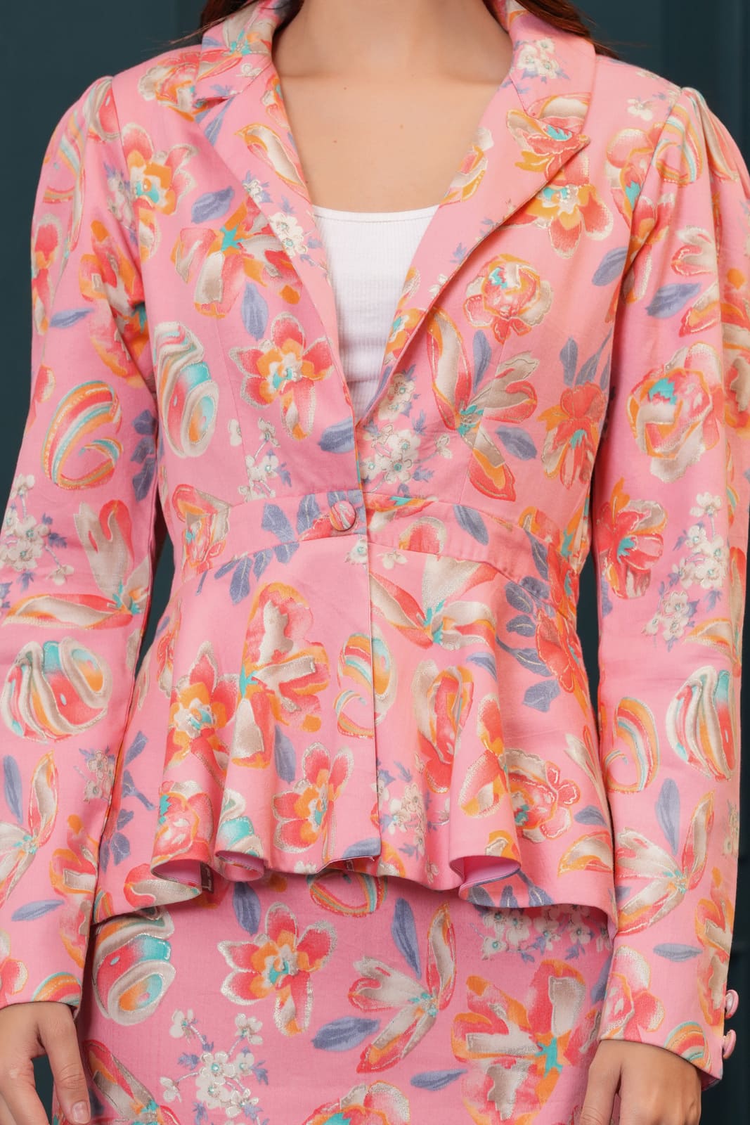 Pink Floral Blazer Babe Set