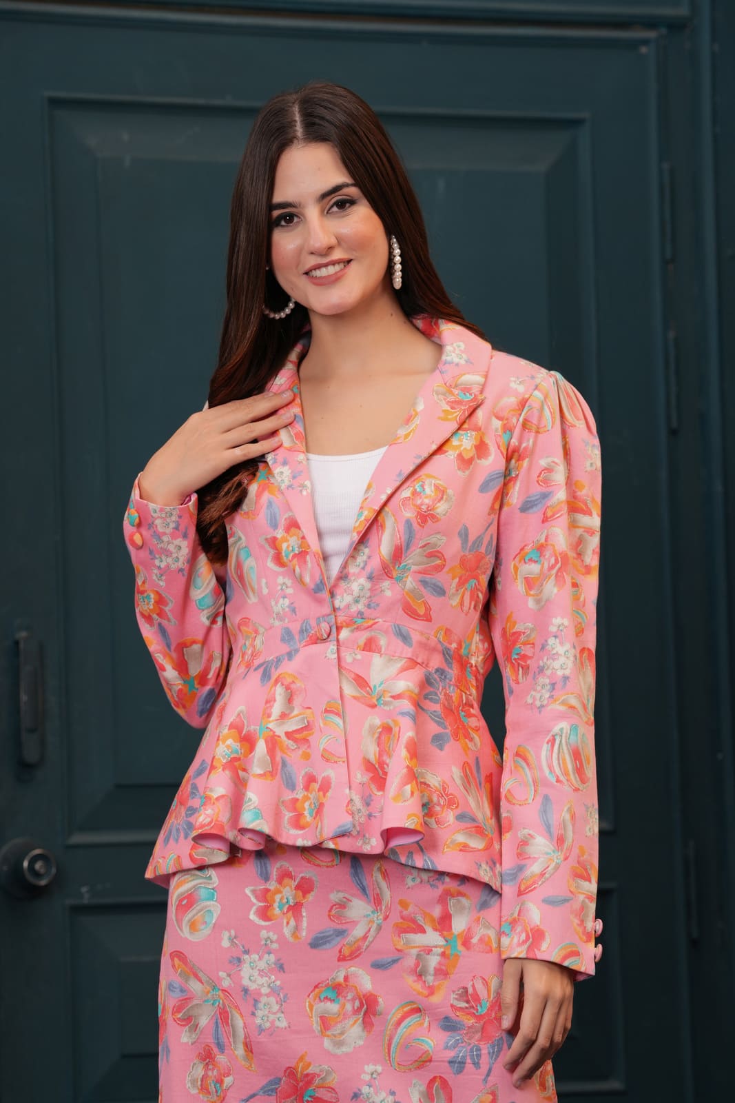 Pink Floral Blazer Babe Set
