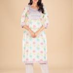 White Multicolor Floral Embroidered Kurta Set