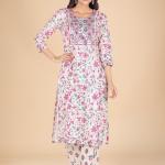 Pink Floral Embroidered Kurta Set