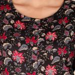 Black and Red Multicolor Floral Kurta Set