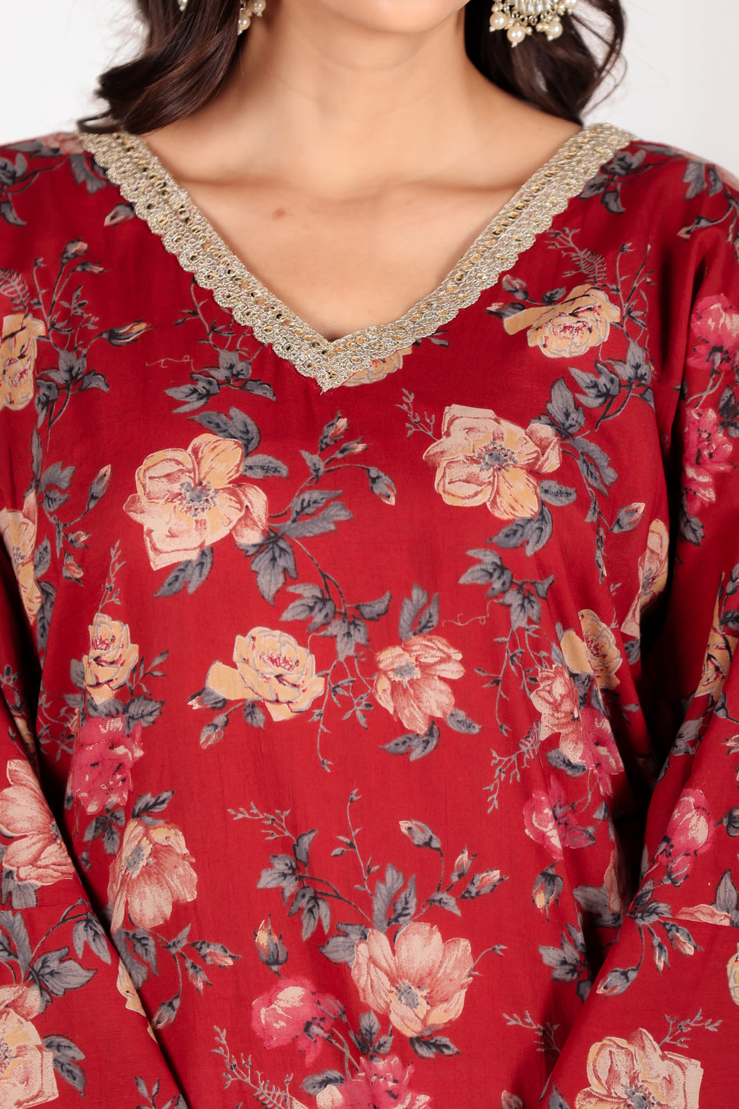 Maroon Flare Sleeve Kurti