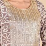Light Brown Geometric Print Kurta Set