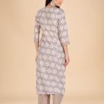 Grey and White Floral Kurta Set