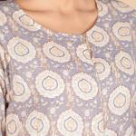 Grey and White Floral Kurta Set