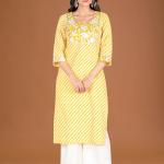 Yellow Leheriya Kurta Set