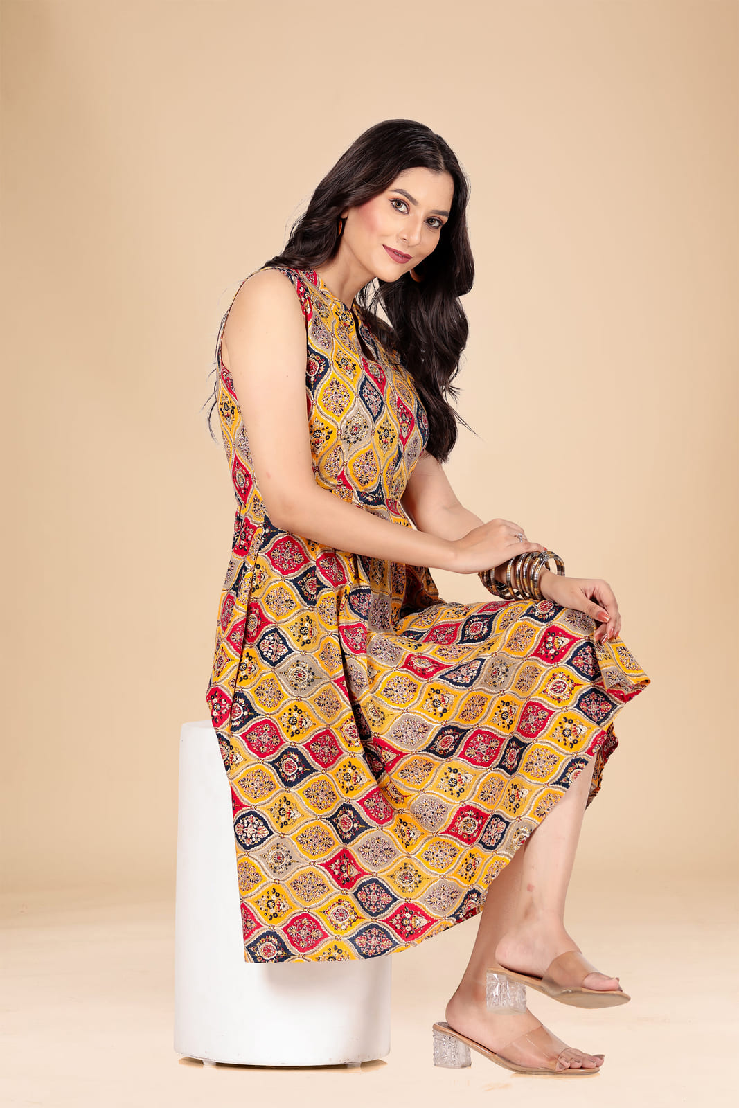 Geometric Ethnic Multicolor Dress
