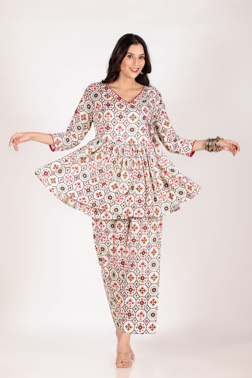Multicolor Angrakha Co-Ord Set