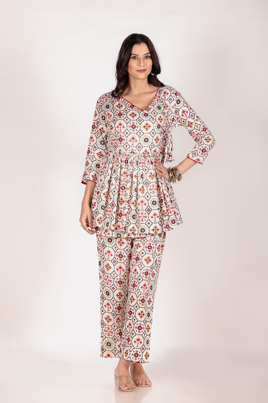 Multicolor Angrakha Co-Ord Set