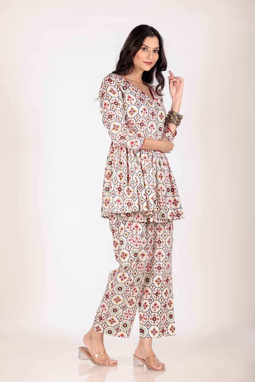 Multicolor Angrakha Co-Ord Set