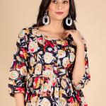 Dark Blue Multicolor Floral Co-ord Set