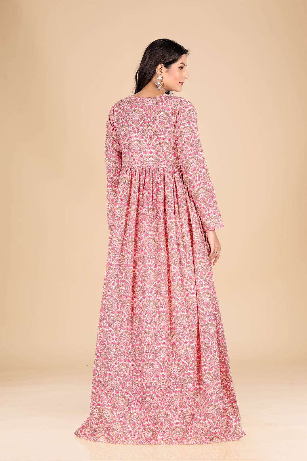 Ethnic Floral Maxi Dress with Tie-Up Shrug