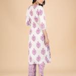 White Lavender Floral Embroidered Kurta Set