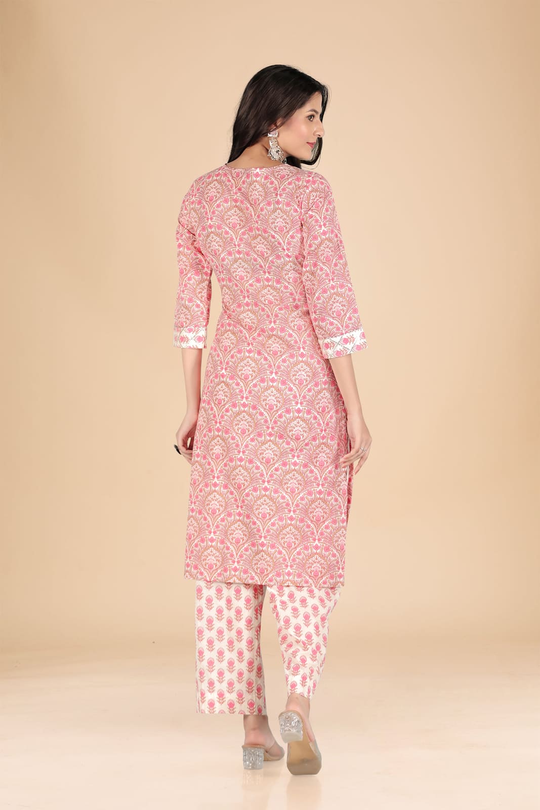 Pink Ethnic Print Kurta Set
