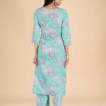 Blue Ombre Floral Print Kurta Set