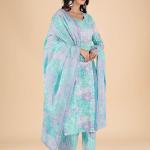 Blue Ombre Floral Print Kurta Set