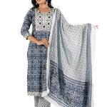 Indigo Floral Embroidered Kurta Set