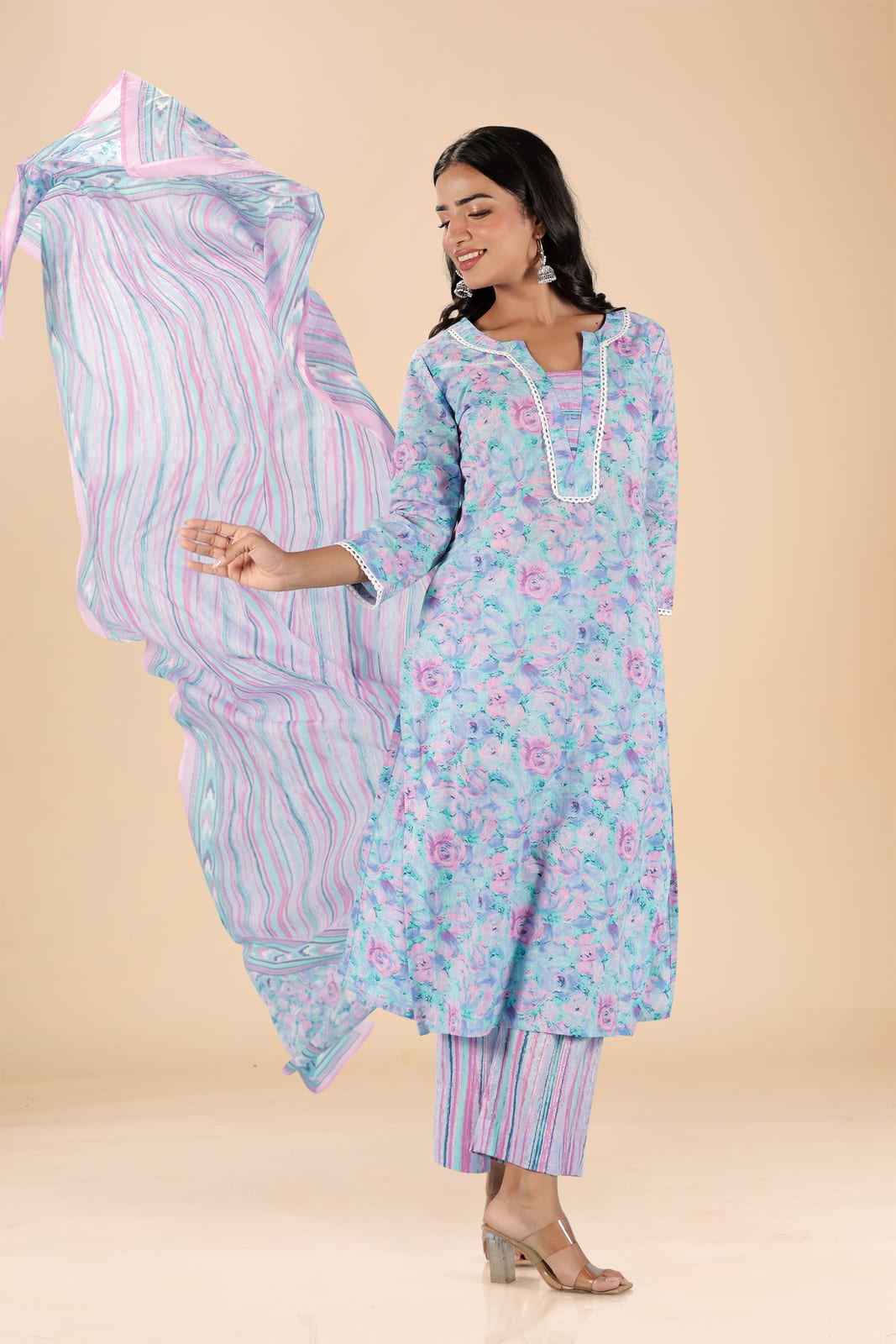 Lavender Blue Ombre Kurta Set