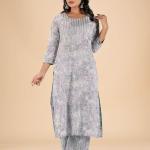 Grey Floral Kurta Set
