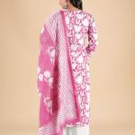 Pink White Floral Embroidered Kurta Set