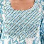 Blue & White Floral Kurta Set