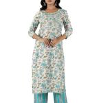 White Blue Floral Embroidered Kurta Set