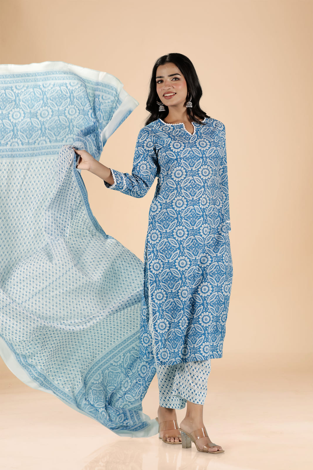 Blue Floral Kurta Set