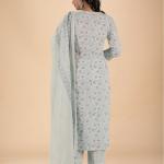 Powder Blue Floral Embroidered Kurta Set