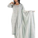Powder Blue Floral Embroidered Kurta Set