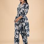 Dark Blue White Floral Co-ord Set