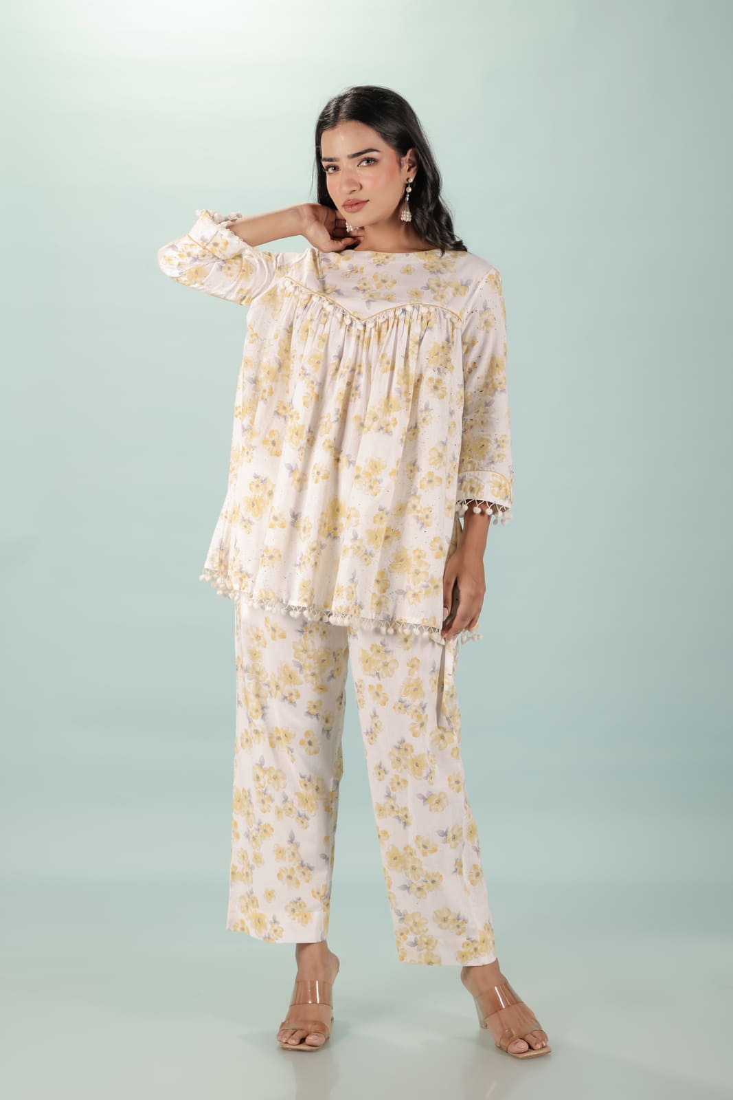 White Yellow Floral Co-Ord Set